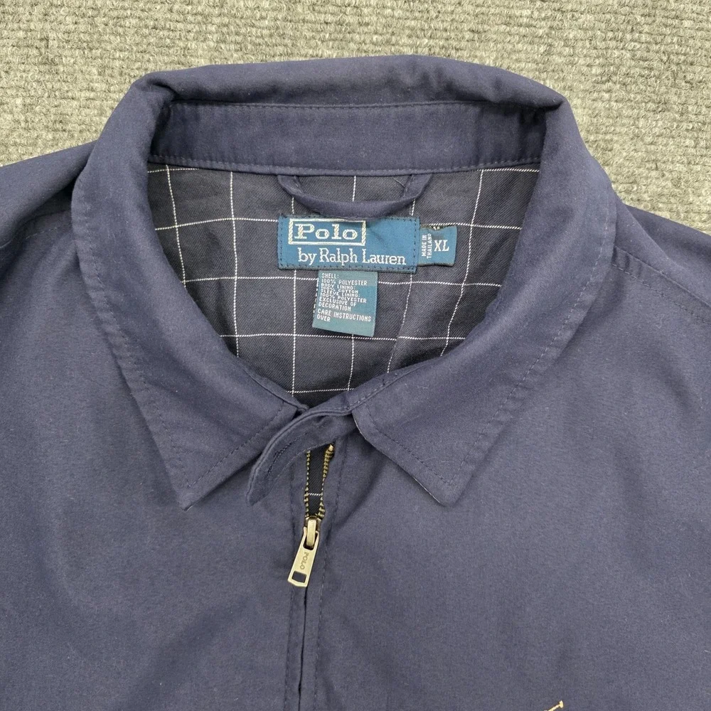 Vintage Polo Ralph Lauren Harrington Biswing Jacket Mens XL Navy Blue Lined Y2K